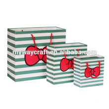 Зеленый полоса красный bowknot высокого качества декоративная бумага подарочный пакет